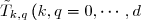 \tilde{T}_{k,q} \, (k,q = 0, \cdots ,d)